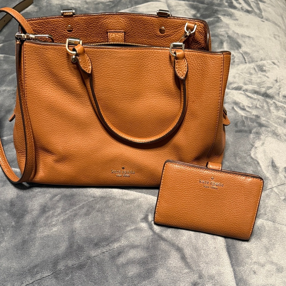 Kate Spade Brown Leather Satchel and Wallet